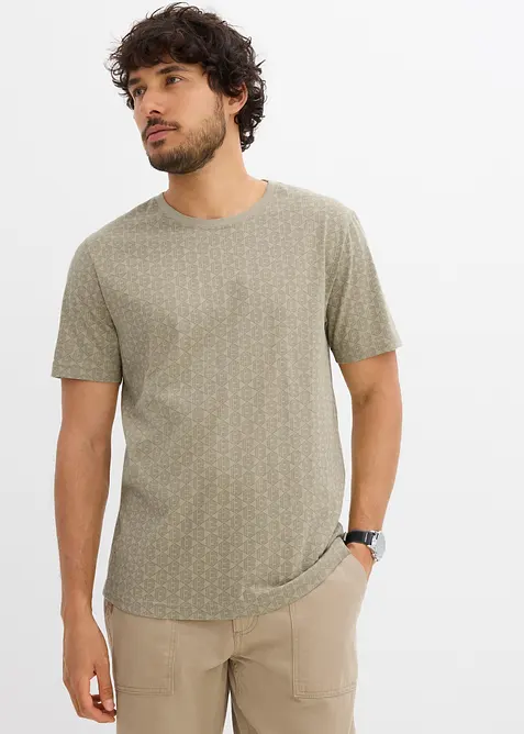 T-shirt 100% coton &agrave; l&rsquo;imprim&eacute; minimaliste, bonprix