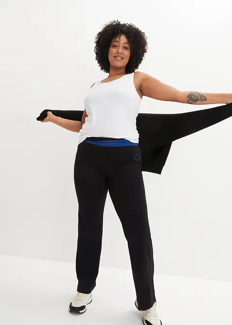 Pantalon de sport en coton, jambes évasées, bonprix