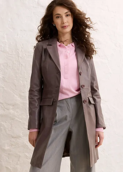 Manteau court en cuir d&rsquo;agneau nappa, bonprix