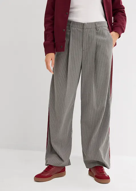 Pantalon à pinces et galon contrastant, bonprix