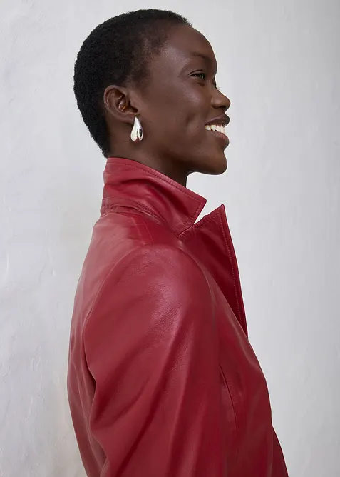 Blazer court en cuir d’agneau nappa, bonprix