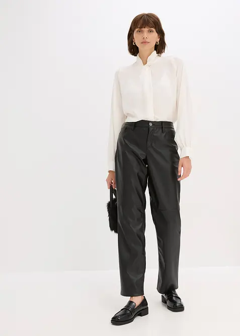 Pantalon enduit à taille élastiquée, bonprix