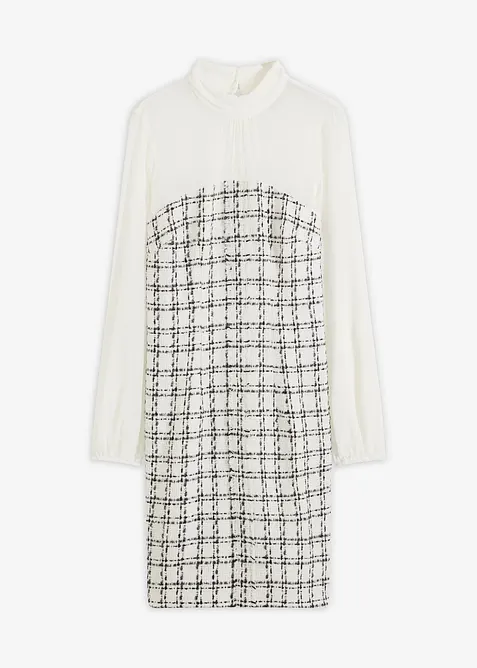 Robe courte en maille bouclette avec manches en mousseline, bonprix