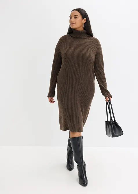 Robe en maille côtelée à col roulé, bonprix