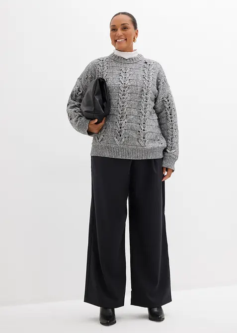 Pantalon large à pinces et fermeture croisée, bonprix