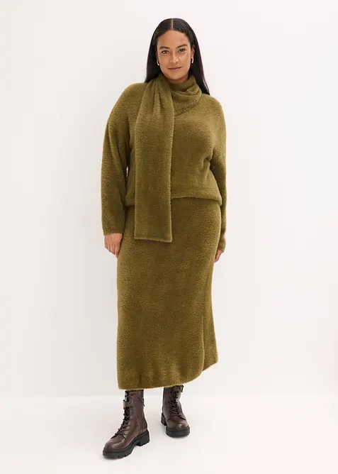 Jupe en maille poilue toute douce, bonprix