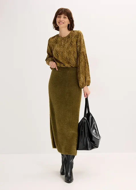 Jupe en maille poilue toute douce, bonprix