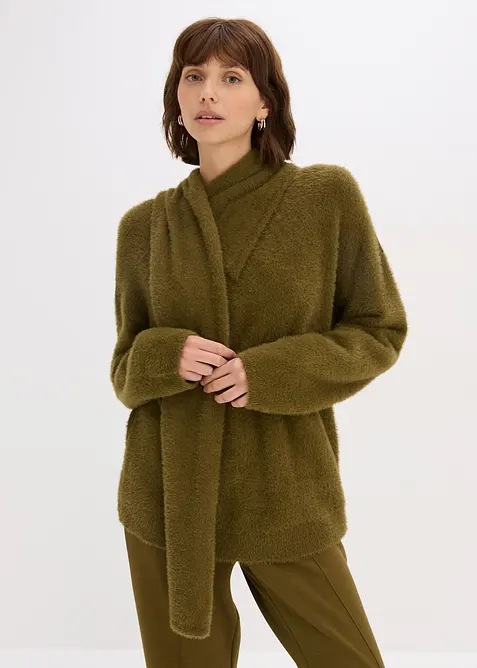 Pull oversize avec écharpe, bonprix