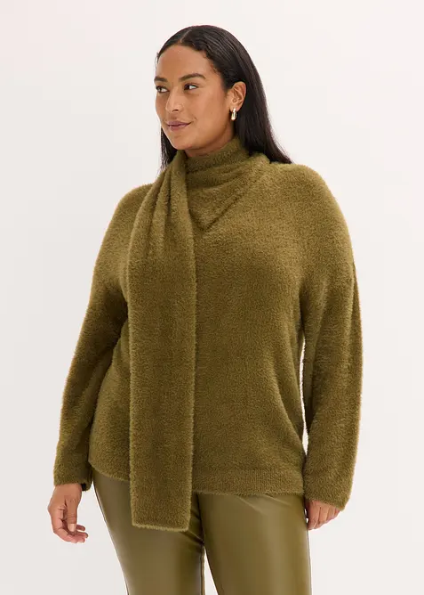 Pull oversize avec écharpe, bonprix