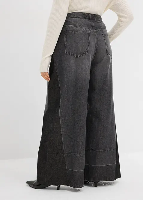 Jean large à taille haute avec empiècement, bonprix