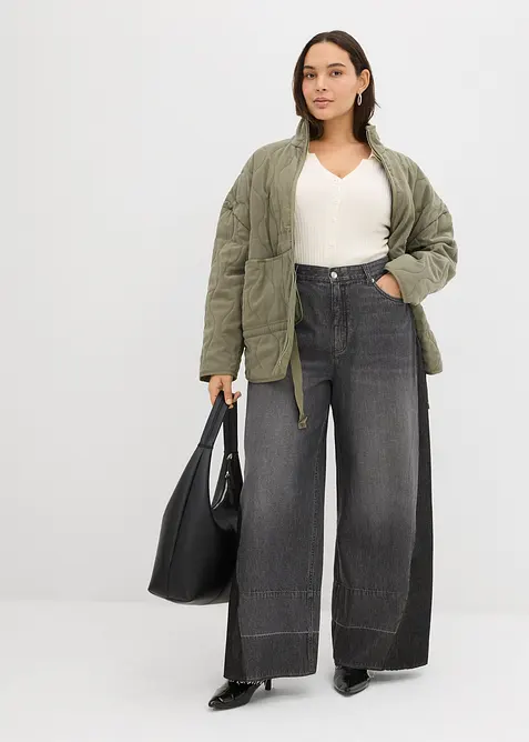 Jean large à taille haute avec empiècement, bonprix