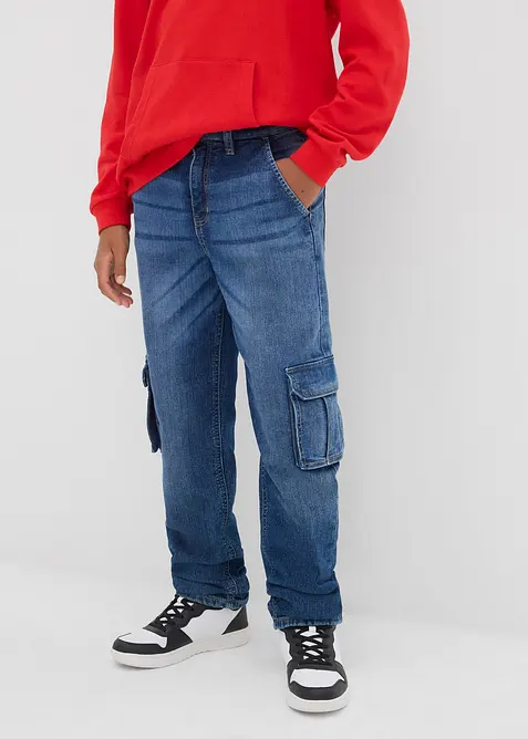 Jean cargo loose, doublure chaude en jersey, fuselé, bonprix