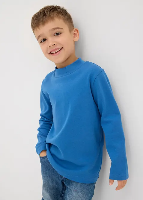 Lot de 2 T-shirts manches longues col montant, 100% coton, bonprix