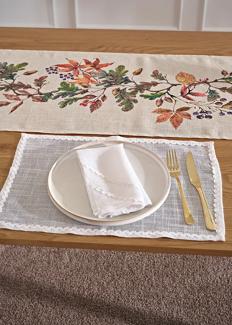 Lot de 2 sets de table avec passepoil décoratif, bonprix