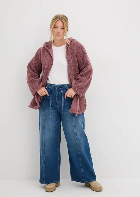 Veste en sherpa coupe trapèze avec fentes latérales, bonprix