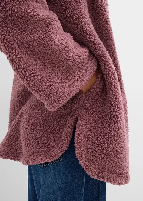 Veste en sherpa coupe trapèze avec fentes latérales, bonprix