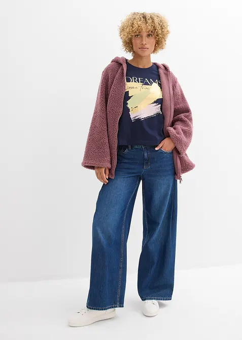 Veste en sherpa coupe trapèze avec fentes latérales, bonprix