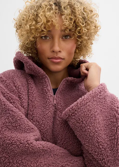 Veste en sherpa coupe trapèze avec fentes latérales, bonprix