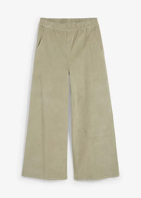 Pantalon en velours côtelé, taille haute élastiquée, bonprix