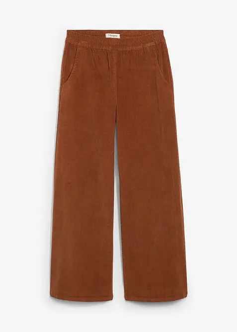 Pantalon en velours côtelé, taille haute élastiquée, bonprix