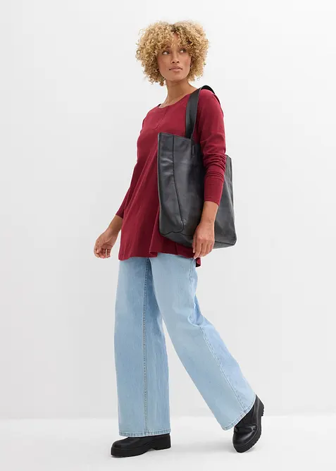 T-shirt manches longues en coton et viscose, bonprix