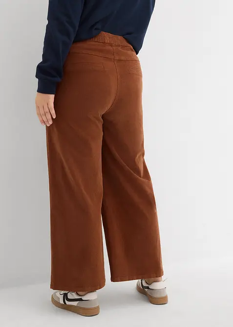 Pantalon en velours côtelé, taille haute élastiquée, bonprix