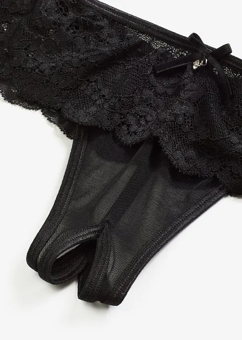 Top porte-jarretelles + string ouvert (ens. 2 pces), bonprix