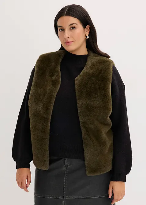 Gilet sans manches en peluche, bonprix