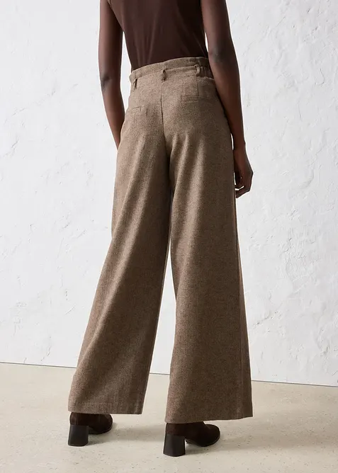 Pantalon large à pinces en laine majoritaire, bonprix