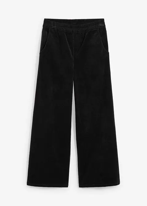 Pantalon en velours côtelé, taille haute élastiquée, bonprix