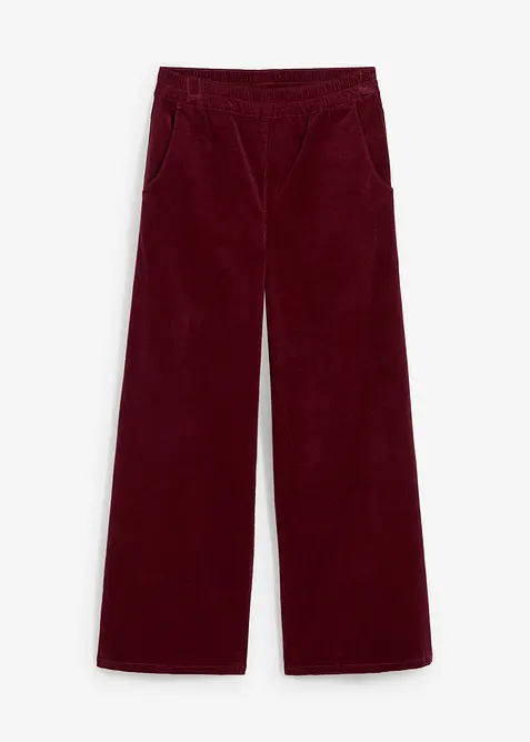 Pantalon en velours côtelé, taille haute élastiquée, bonprix