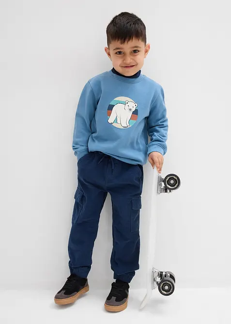 Pantalon cargo chaud en velours côtelé avec doublure jersey, bonprix