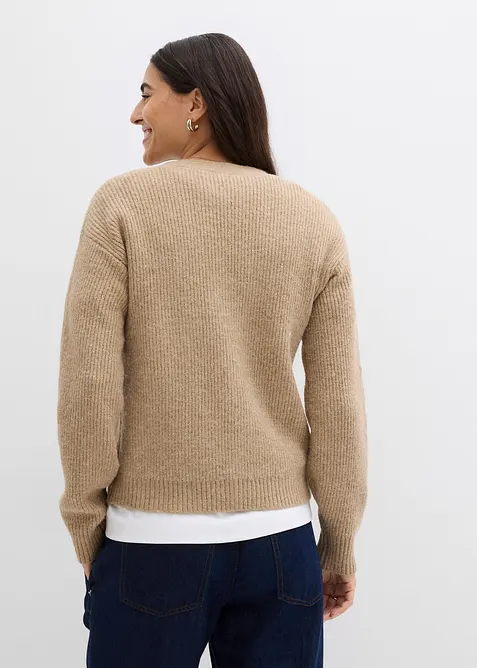 Gilet en maille c&ocirc;tel&eacute;e, bonprix