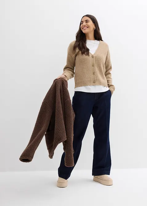 Gilet en maille c&ocirc;tel&eacute;e, bonprix