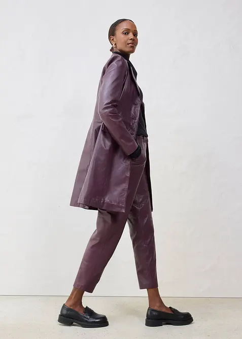 Manteau court en cuir d’agneau nappa, bonprix