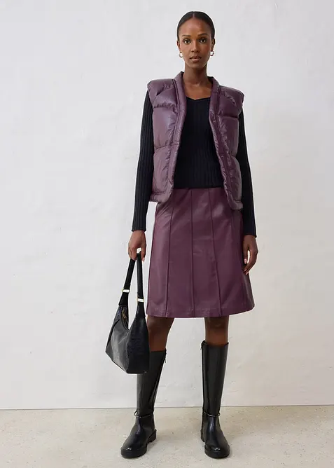 Doudoune sans manches en cuir d’agneau nappa, bonprix