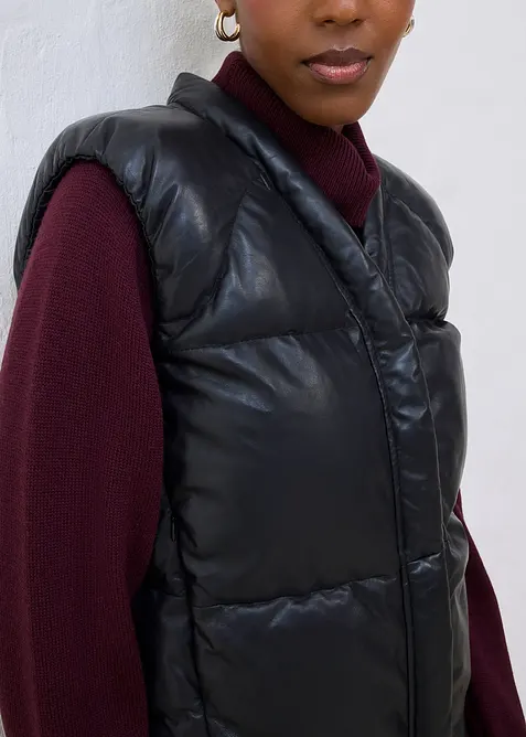 Doudoune sans manches en cuir d’agneau nappa, bonprix