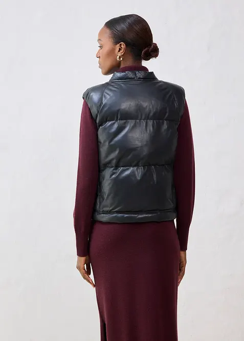 Doudoune sans manches en cuir d’agneau nappa, bonprix