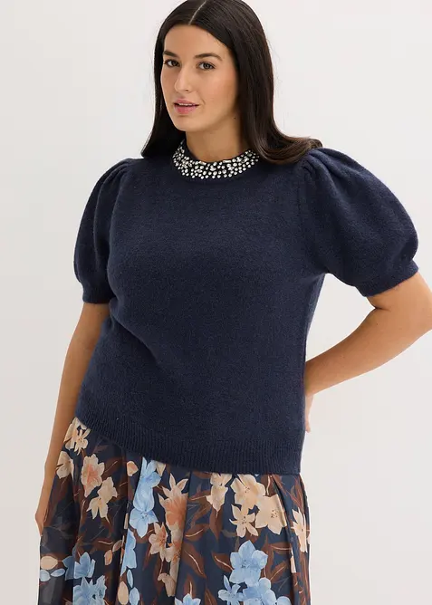 Pull avec application de strass, bonprix