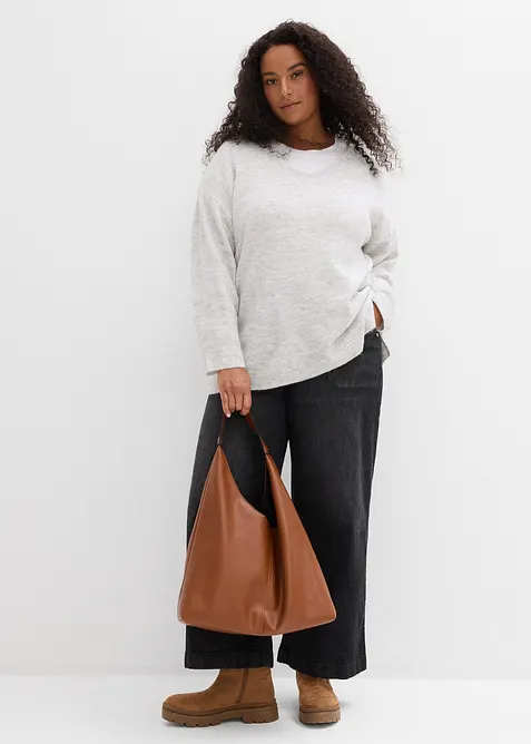 Pull long et oversize à fentes sur les côtés, bonprix