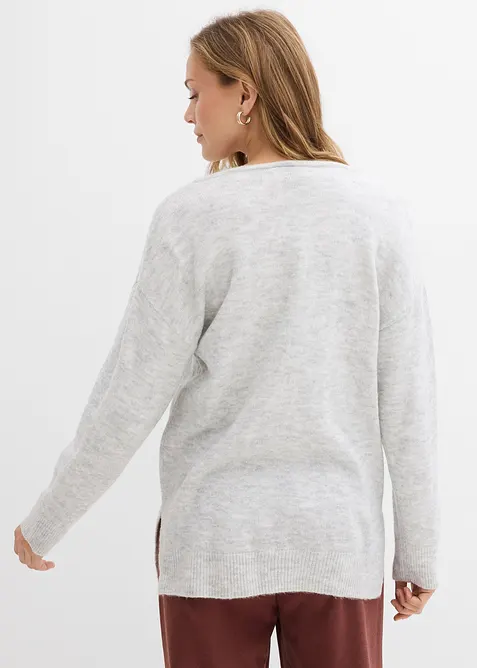Pull long et oversize à fentes sur les côtés, bonprix
