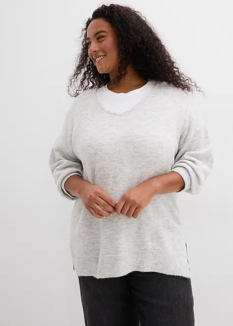 Pull long et oversize à fentes sur les côtés, bonprix