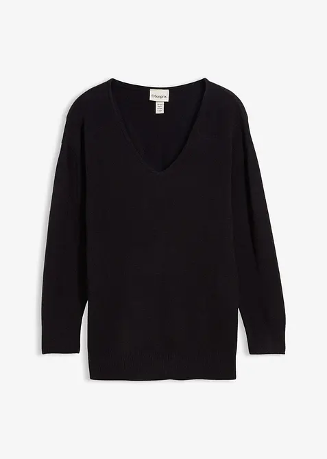 Pull long et oversize à fentes sur les côtés, bonprix