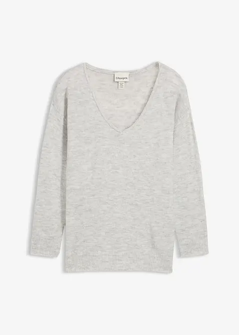 Pull long et oversize à fentes sur les côtés, bonprix