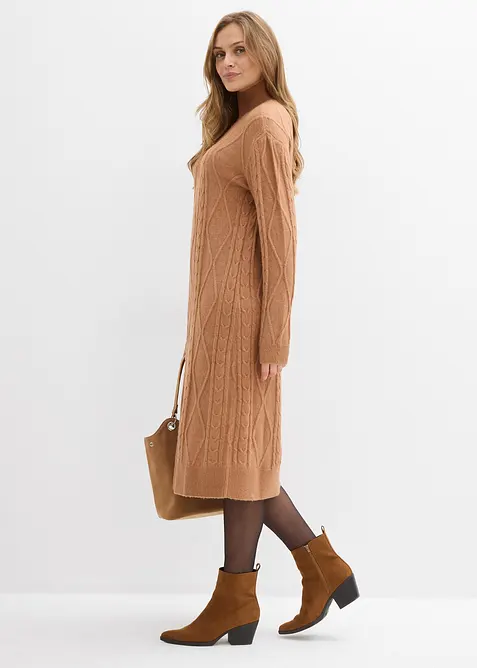 Robe en maille à motif torsadé, bonprix