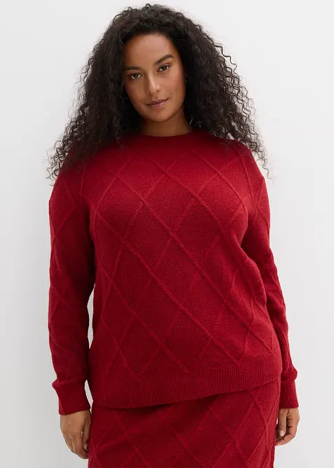Pull oversize en maille torsadée, bonprix
