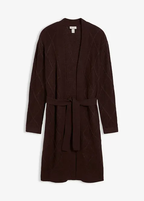 Long gilet en maille torsadée, bonprix