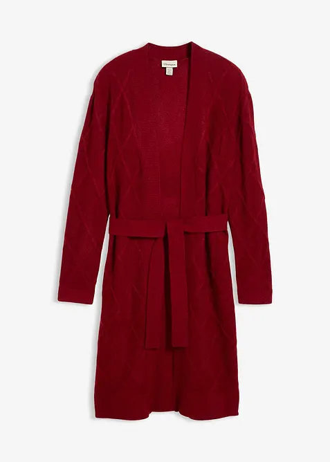 Long gilet en maille torsadée, bonprix