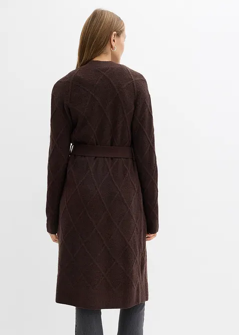 Long gilet en maille torsadée, bonprix