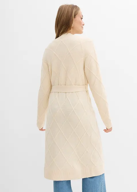 Long gilet en maille torsad&eacute;e, bonprix